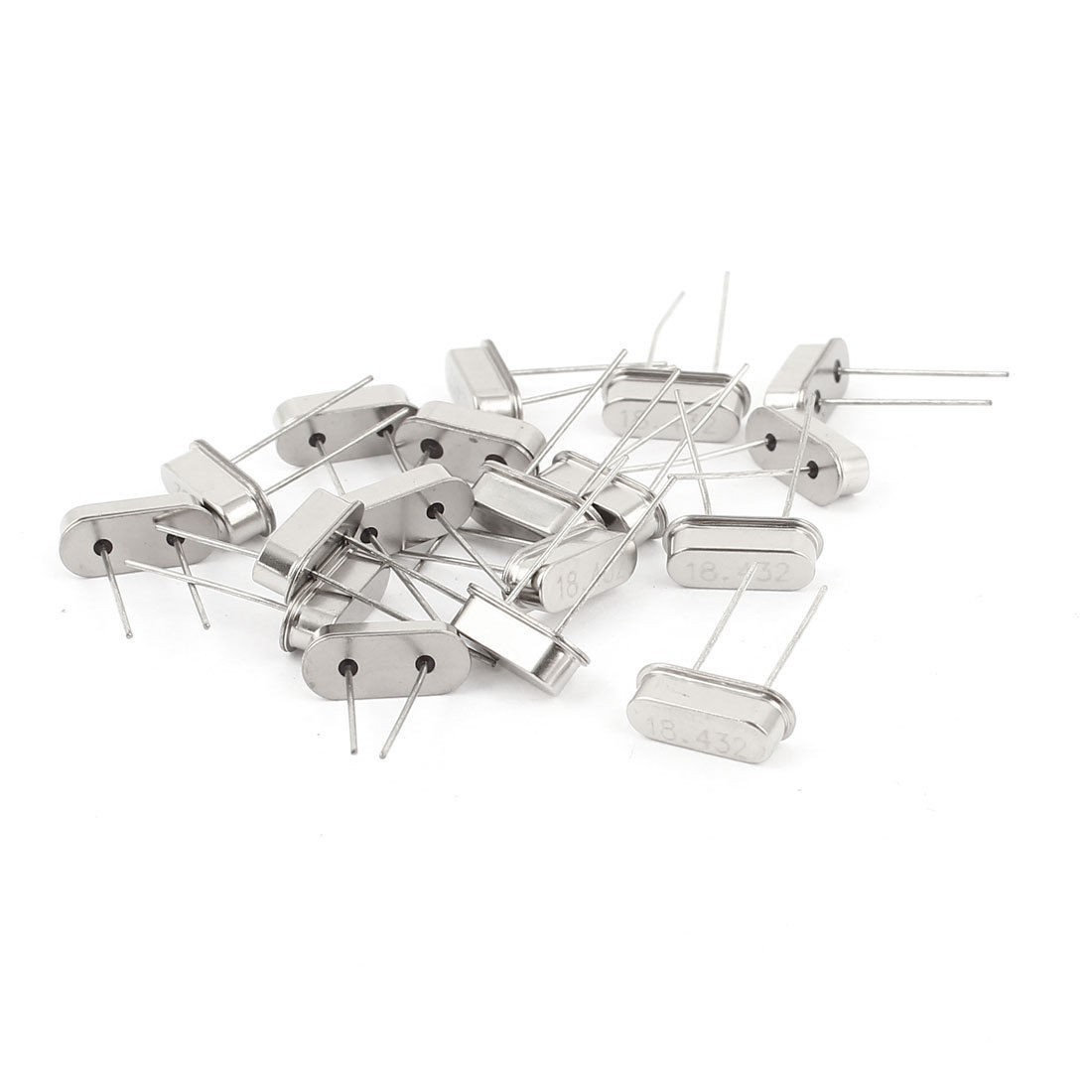 20 Pcs Low Profile 18.432MHZ Frequency DIP Crystal Oscillator HC-49S Silver Tone