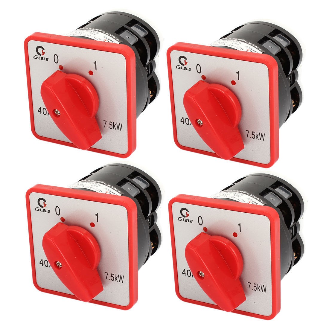 AC 380V 40A Rotary Cam 1-0 Position Combination Switch Black Red 4pcs