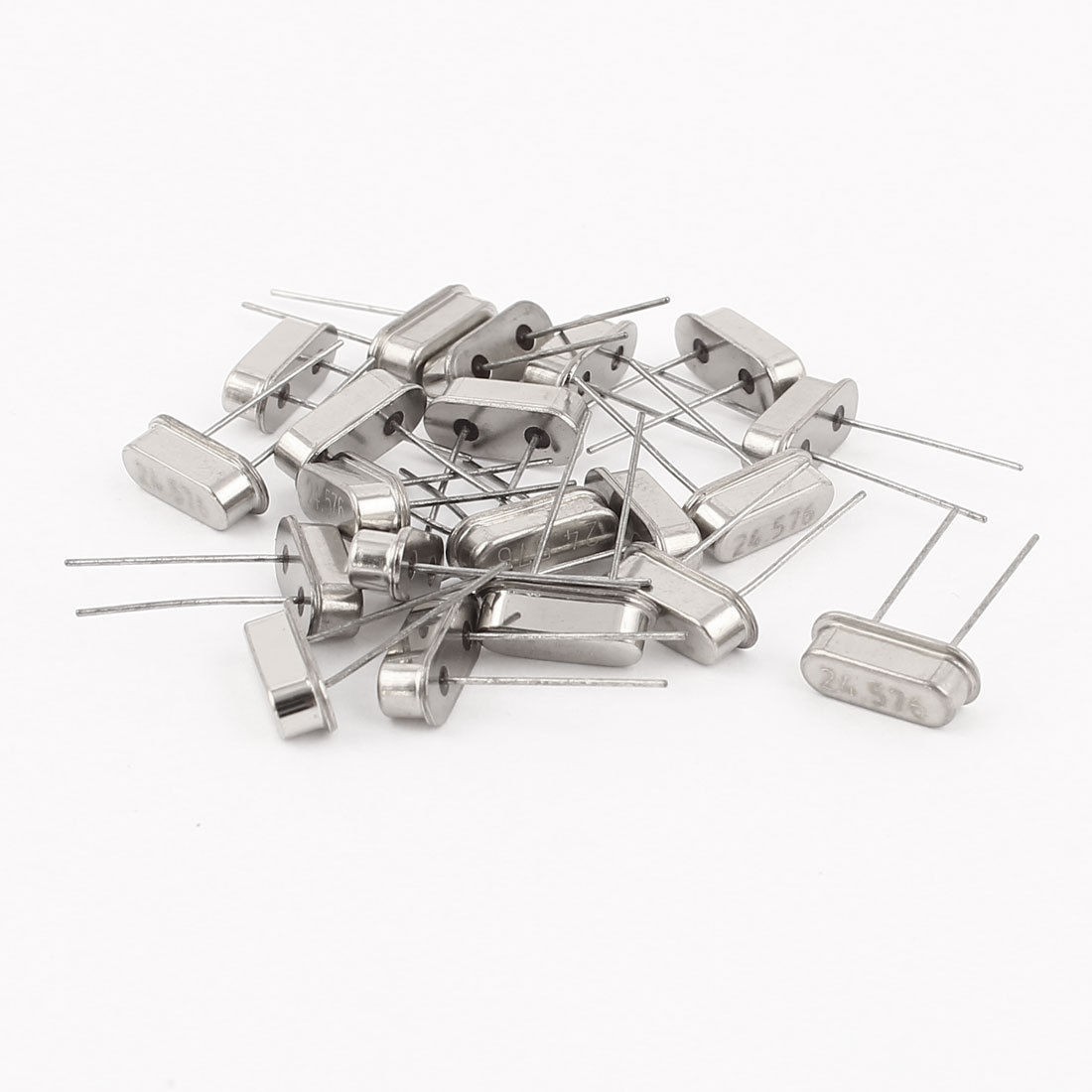 20 Pcs 24.576MHZ DIP 2-Pins Passive Quartz Crystal Oscillator Silver Tone HC-49S