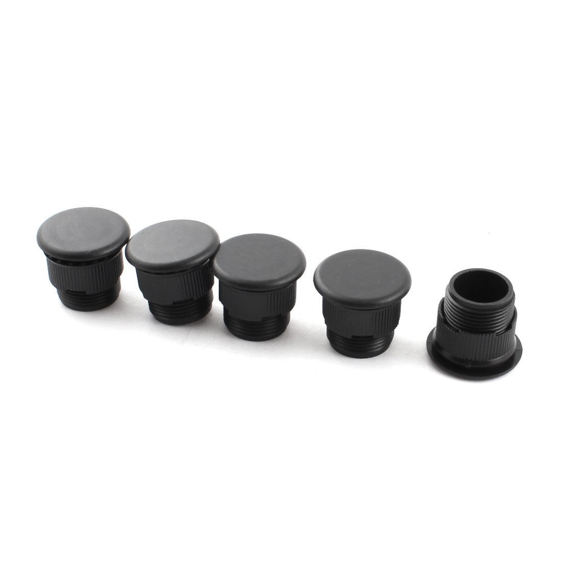 5Pcs 16mm Dia Mounting Hole Pilot Lamp Push Button Switch Plug Black