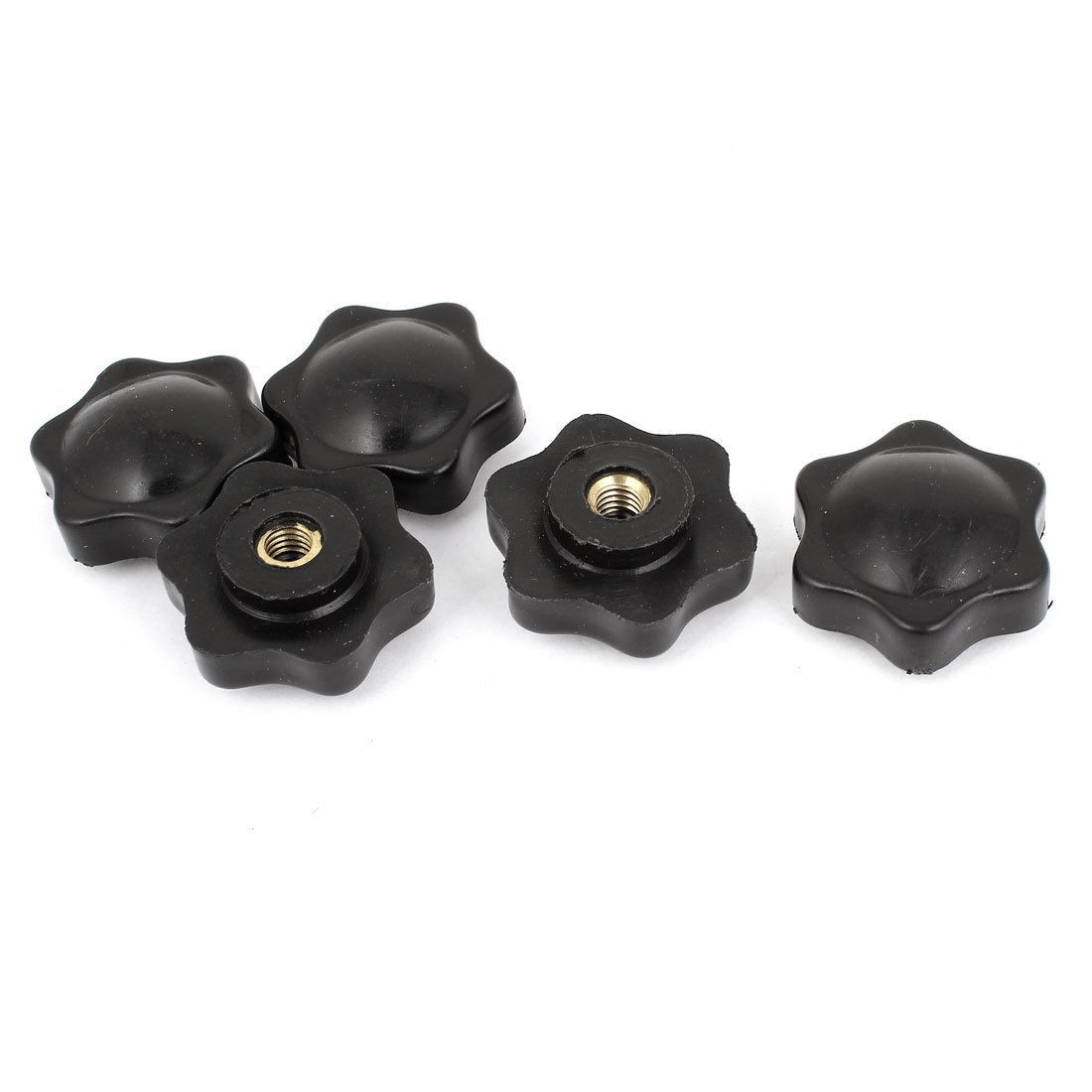 5PCS Plastic Through Hole Star Hardware Knob M6 32mm Black Copper Tone