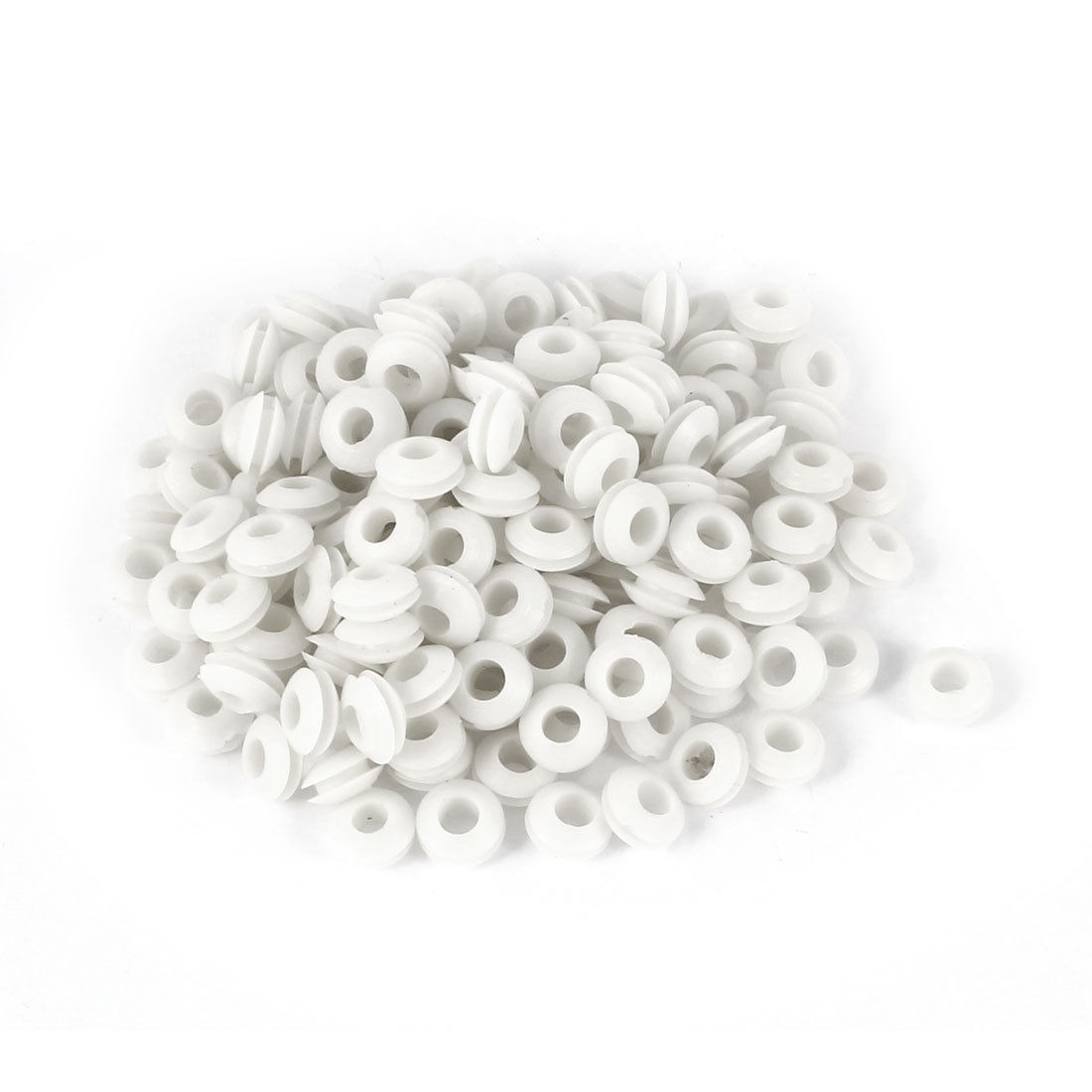 100pcs 5mm Inner Dia White Rubber Wiring Grommets Ring Cable Protector