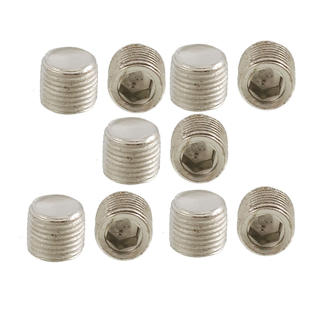 10 x Air Pipe Fittings 1/8" PT Thread Hex Socket Metal Plugs Caps