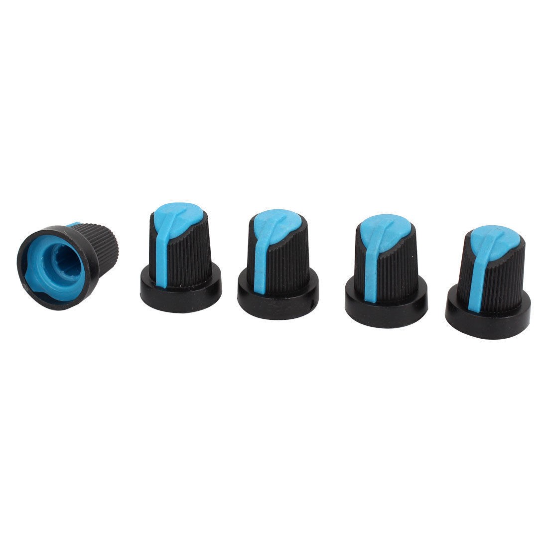 5 Pieces 6mm Dia Inner Hole Nonslip Potentiometer Knob Blue Black