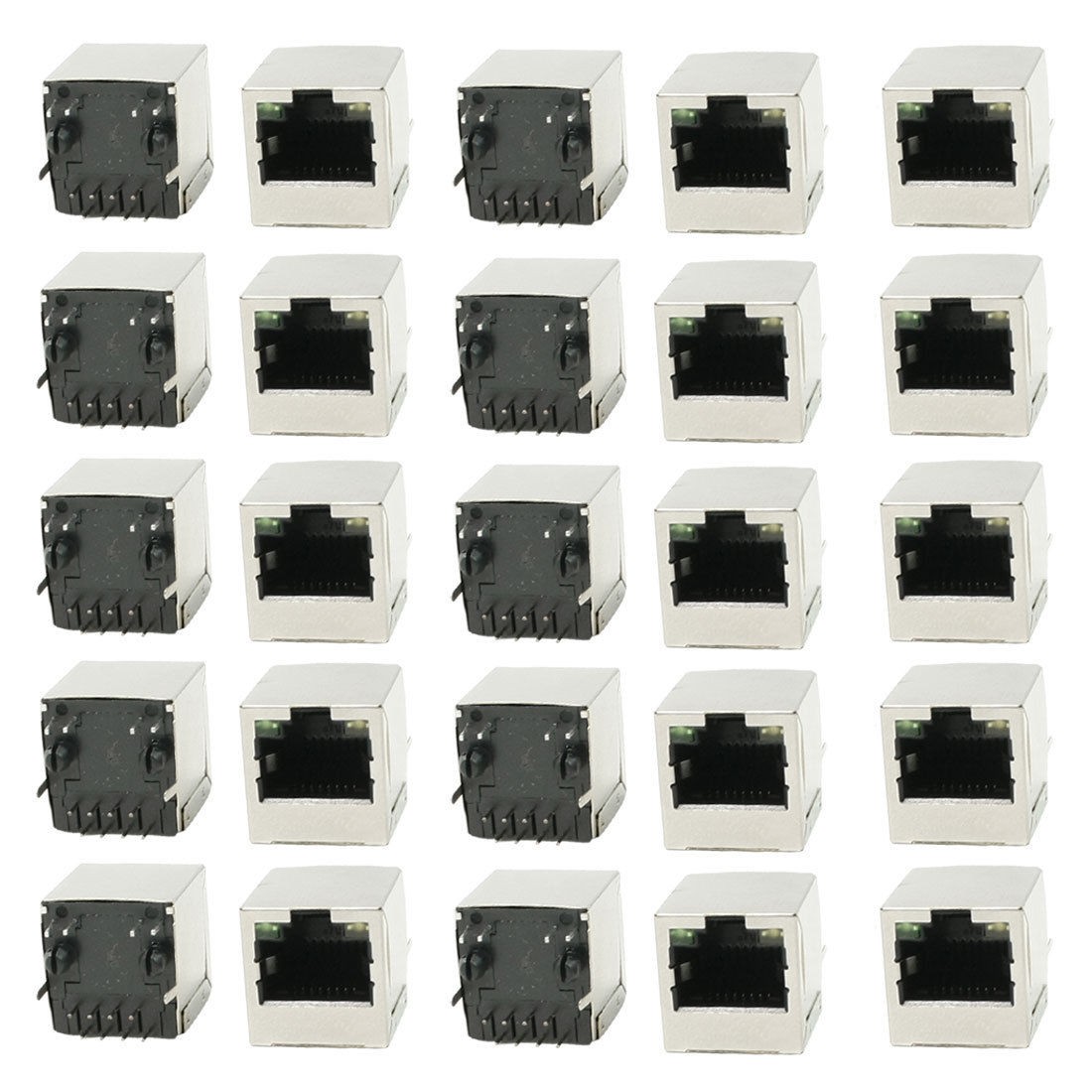 Vertical PCB Mounting LED Indicator Light RJ45 8P8C Shielded Jacks 25Pcs