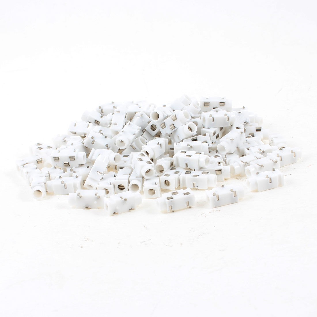 150 Pcs 3-Pin 3.5mm Female Headphone Stereo Socket Jack Adapter White