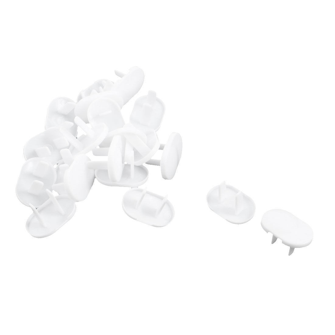 20Pcs White Plastic 2 Pin Flat Plugs Protector Safety Socket Cover