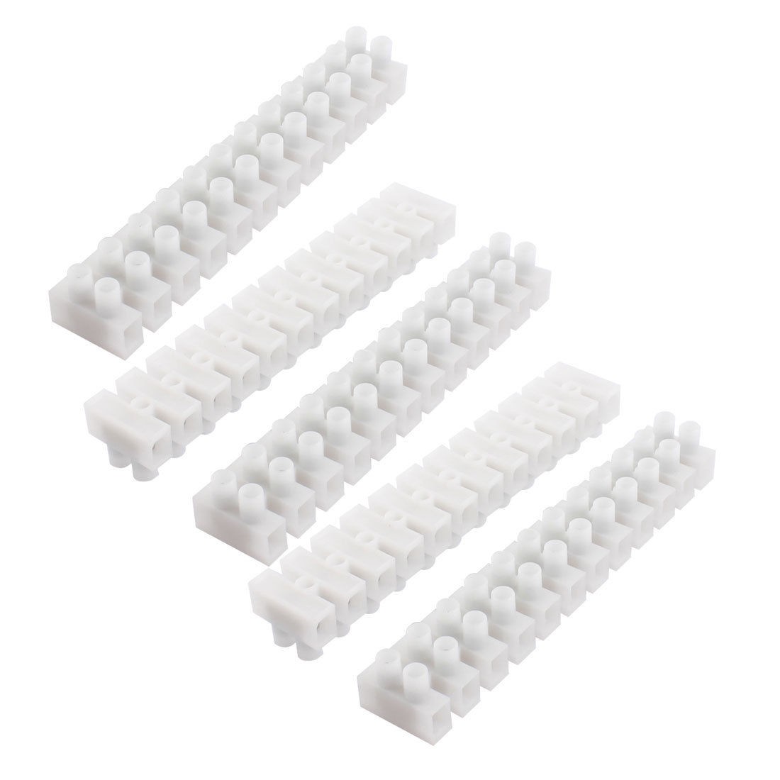 5pcs AC600V 30A 12 Pole Double Row Covered Barrier Screw Terminal Block