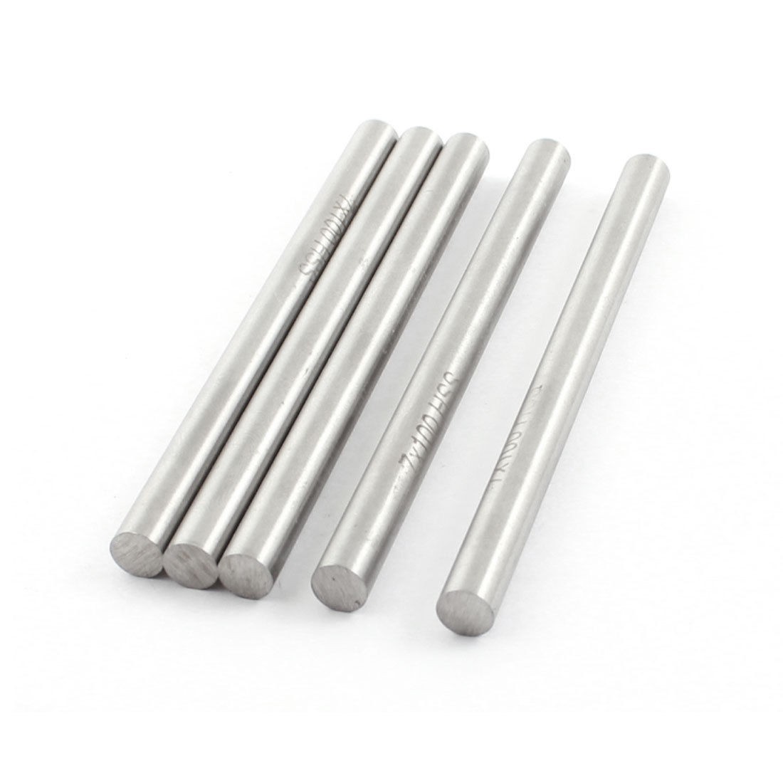 5 Pcs 7mm x 100mm Silver Tone High Speed Steel Round Lathe Bar Rod