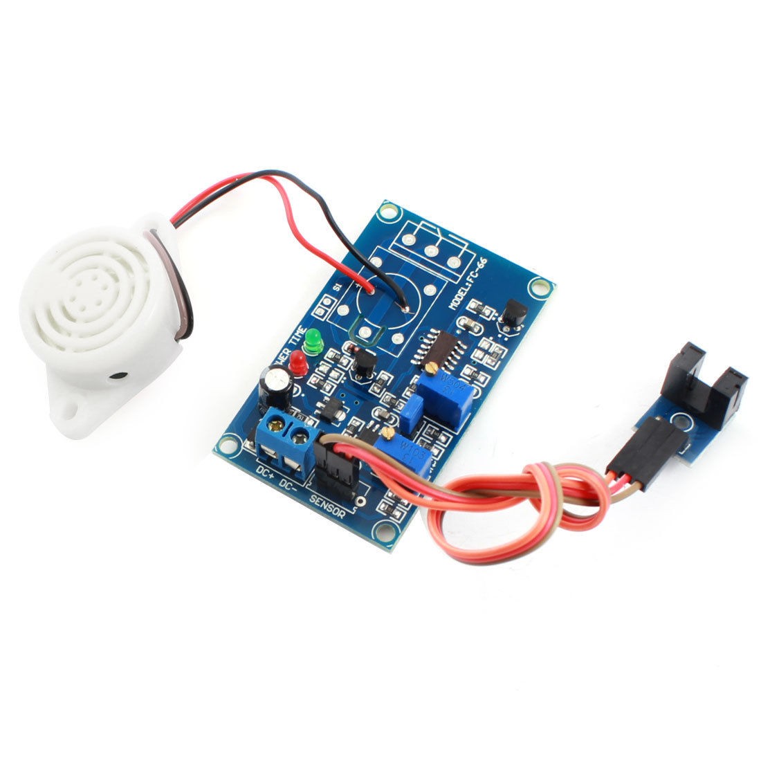 DC 24V Slotted Optical Coupler Alarm Buzzer Time Delay Module Blue