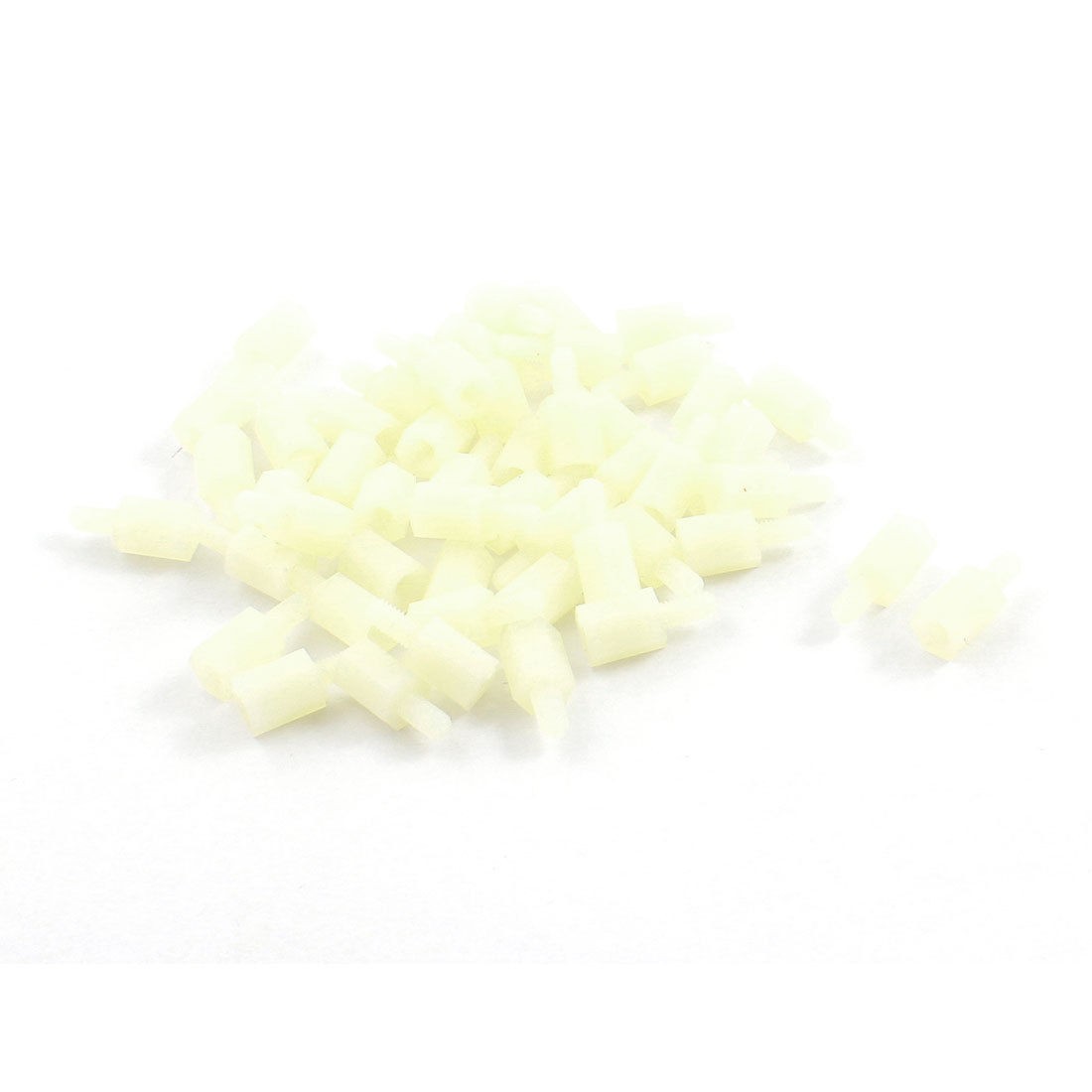 50PCS M3 x 6mm x 8mm Insulating Hexagonal Nut Threaded Spacer Support White