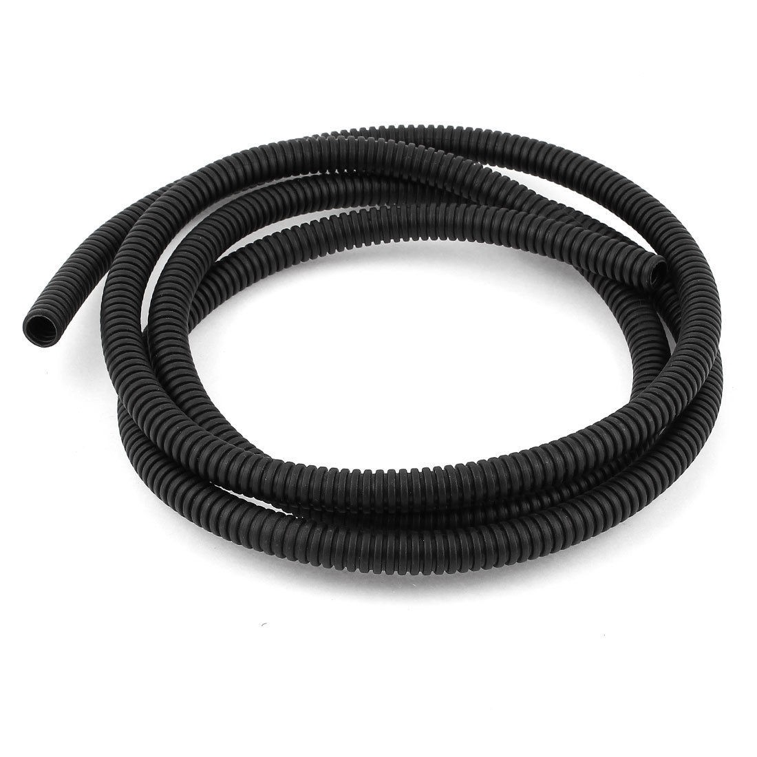 Black Plastic 13mm x 10mm Corrugated Wire Tubing Convoluted Hose Tube 6.5Ft Long