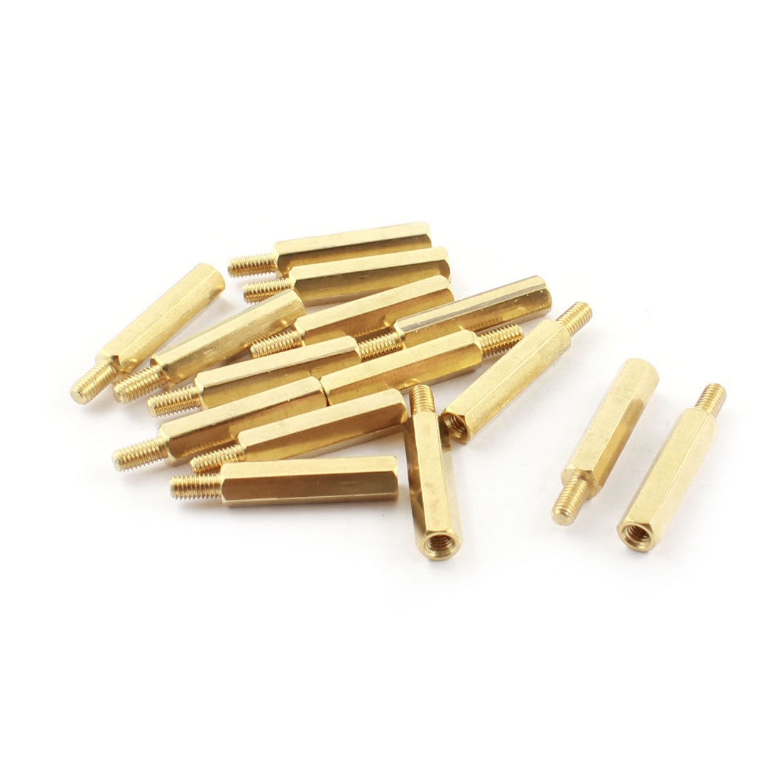 M3x6mm Male to Female Thread Brass Pillar Standoff Spacer 15Pcs