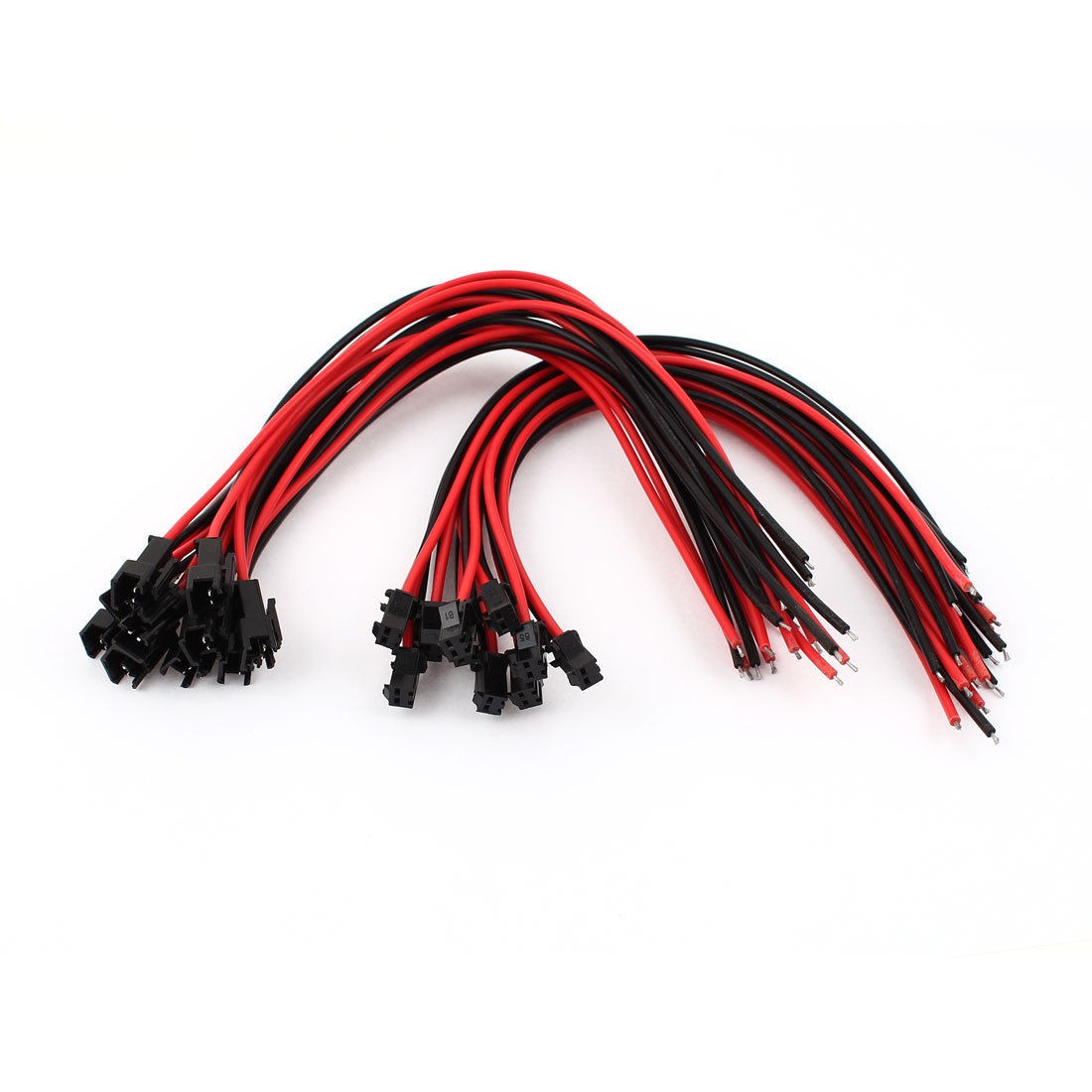 10 Pairs Black Red 25cm Long 2-Pin EL Wires Pigtail Connector
