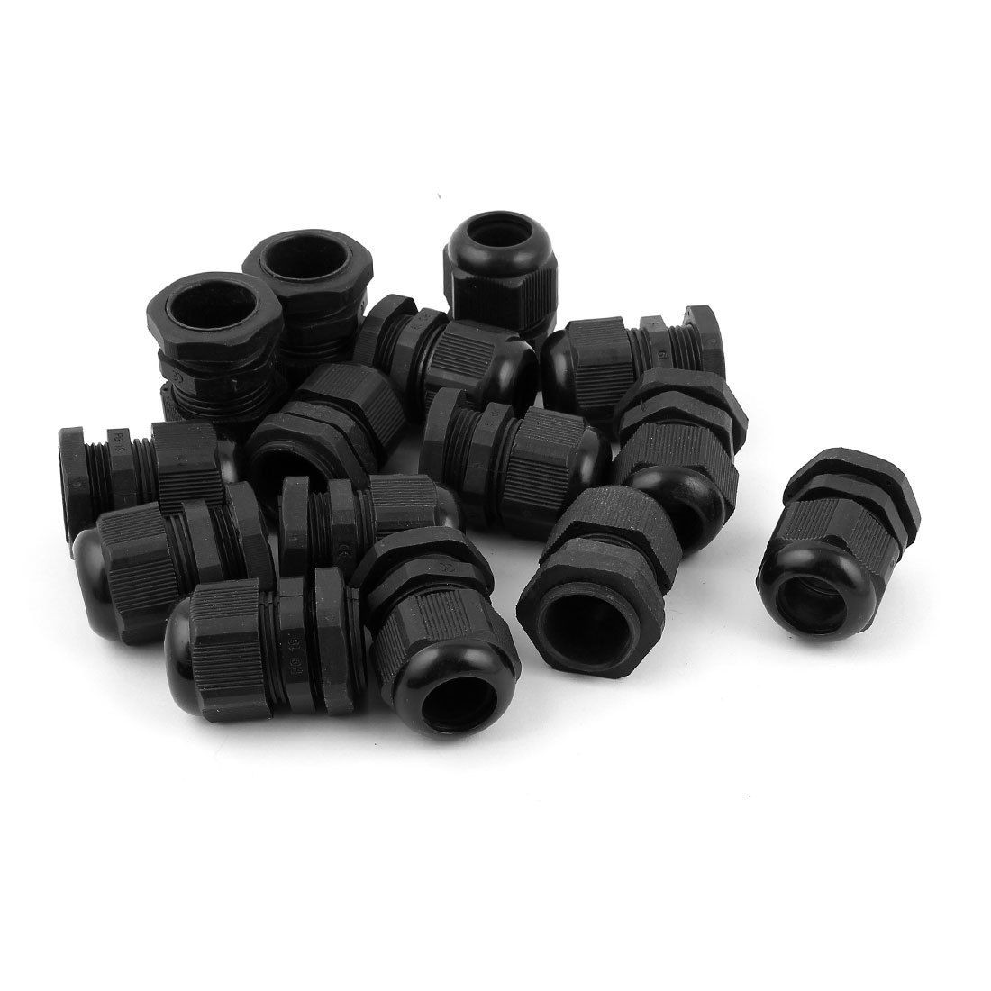 15 Pcs PG19 12mm to 15mm Waterproof Connector Adapter Plastic Cable Glands Black