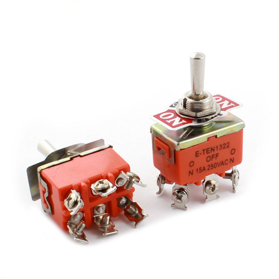 2PCS AC250V 15A ON-OFF-ON Six Screw Terminals DPDT Locking Toggle Switch