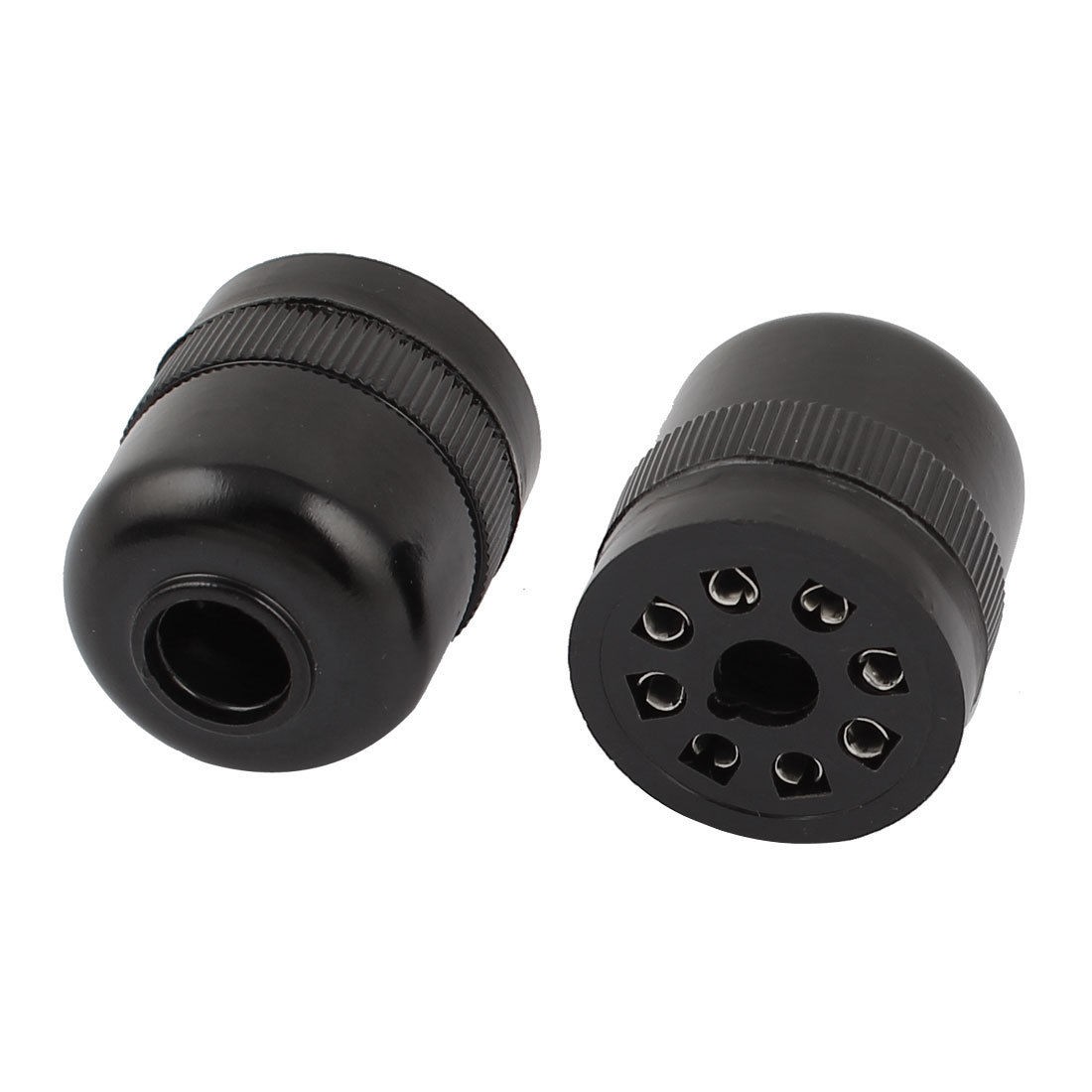 2 Pcs Black Plastic Housing 8Pin Terminal Round Shape Power Relay Socket