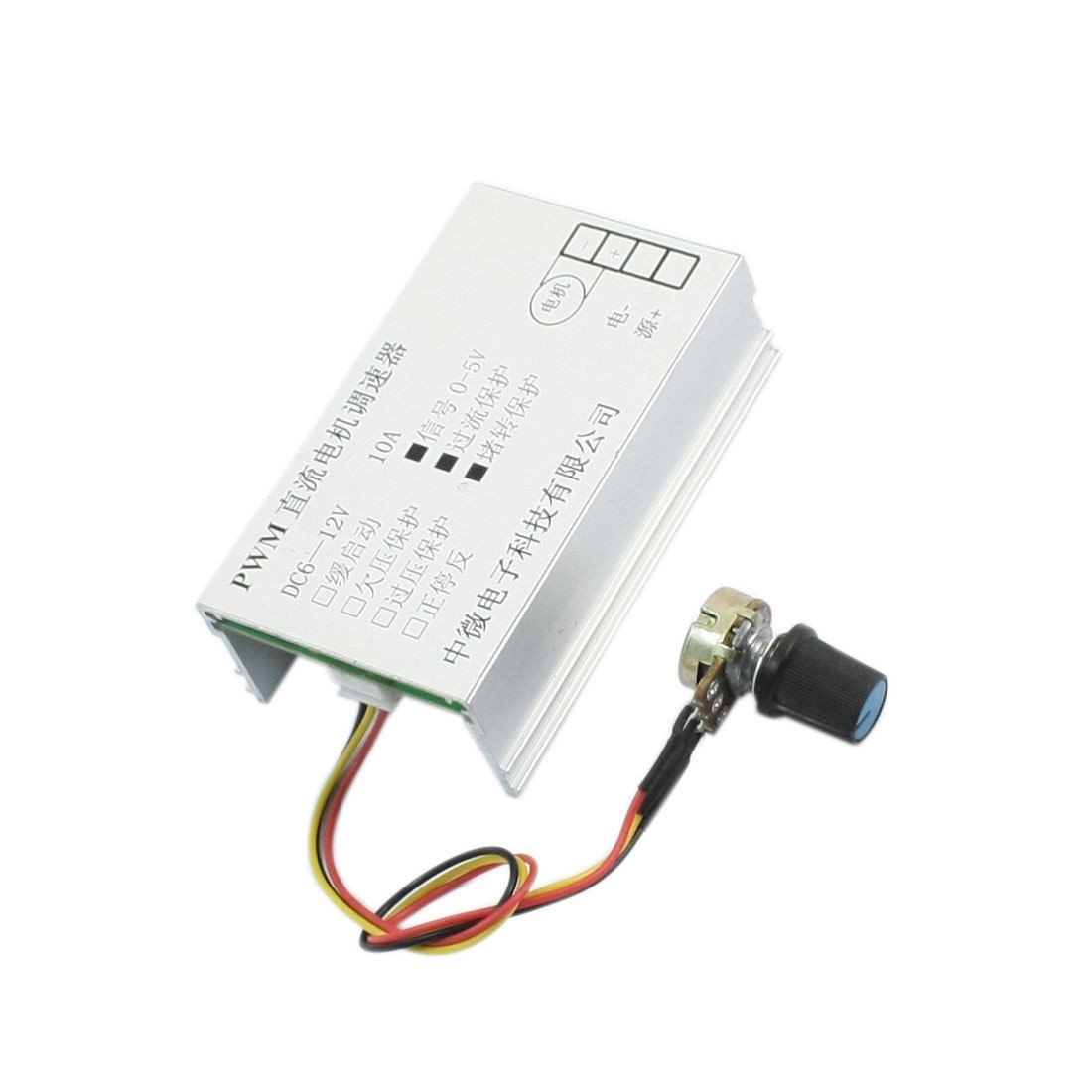 DC6-12V 10A Aluminum Heatsink PWM Motor Speed Controller w B10K Potentiometer