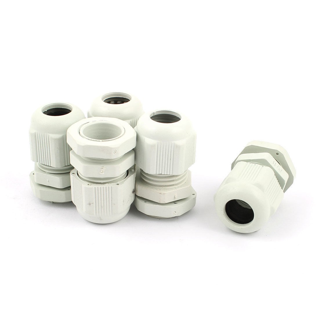 5 Pcs 5-10mm Diameter Cable Gland Plastic Fasteners Joints Connectors PG11 White