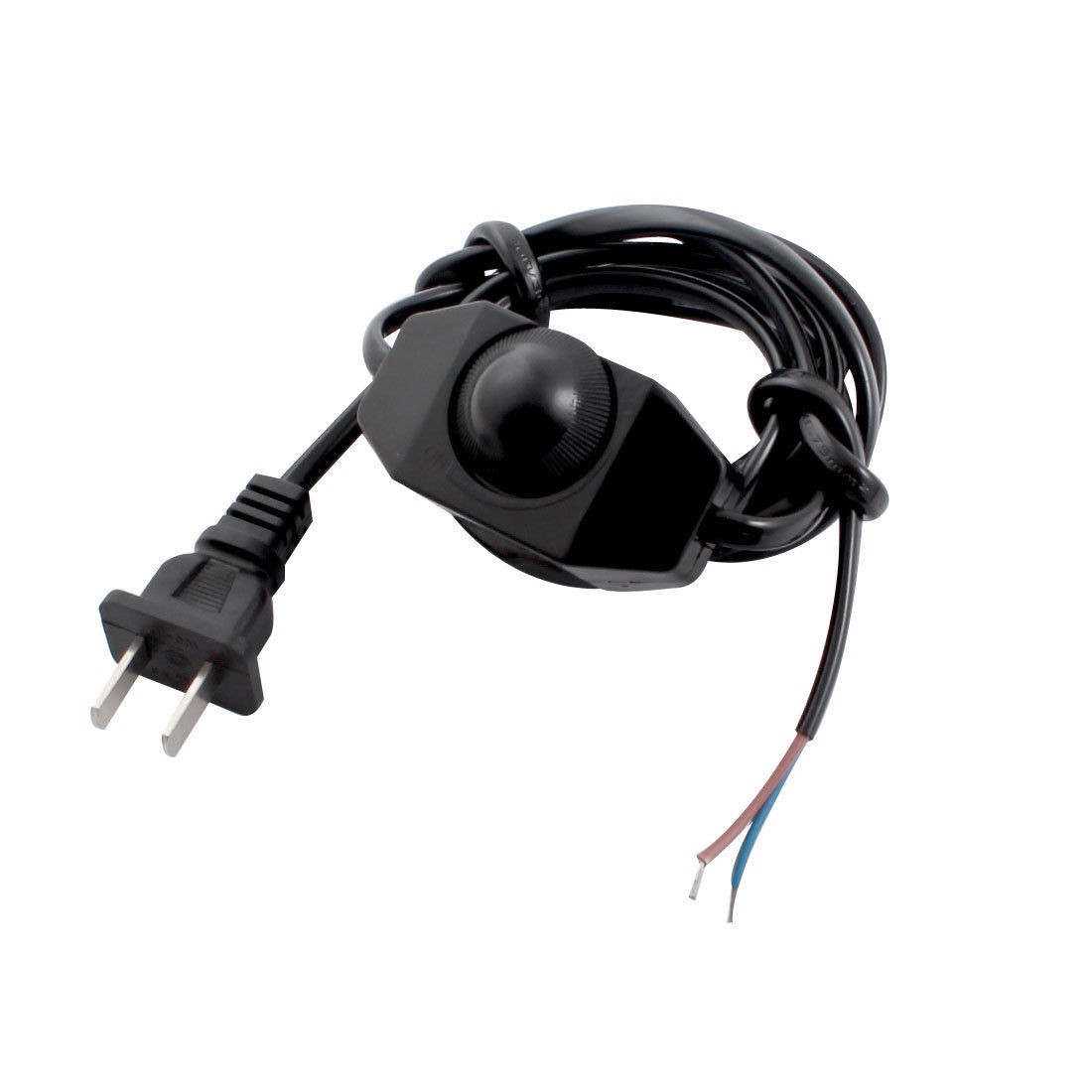 2 x Black 1.8Meter Lamp Power Cord Swivel Dimmer Switch AC 250V/110V US Plug