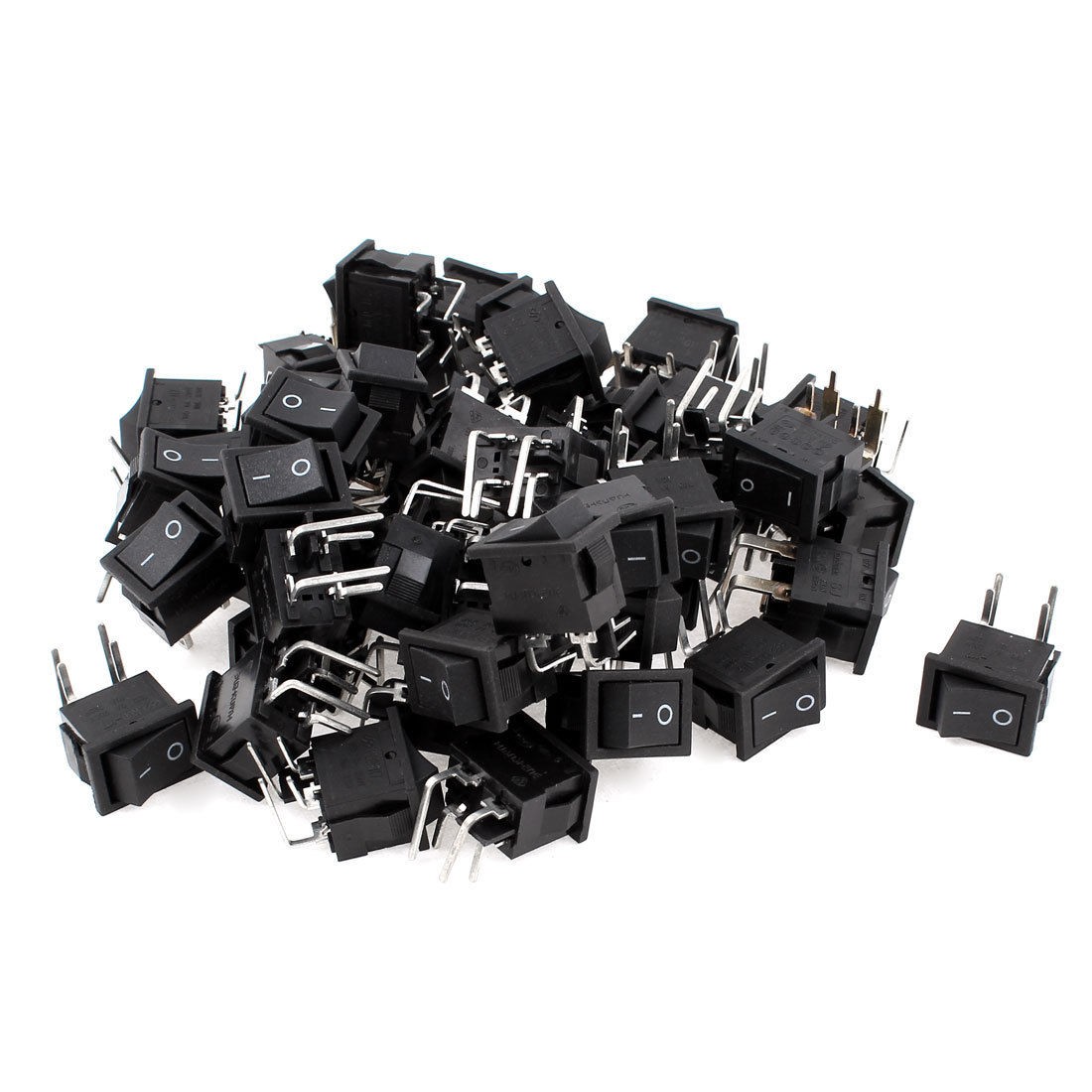 AC 250V 6A AC 125V 10A 4 Terminal DPST 2 Positions Rocker Switch Black 50 Pieces