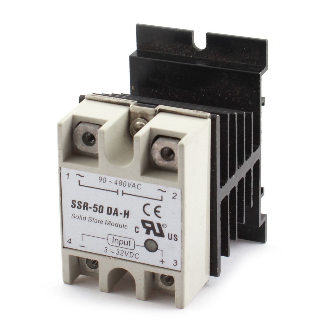 AC3-32V to AC90-580V 50A 4 Screw Terminal Solid State Relay w Heat Sink