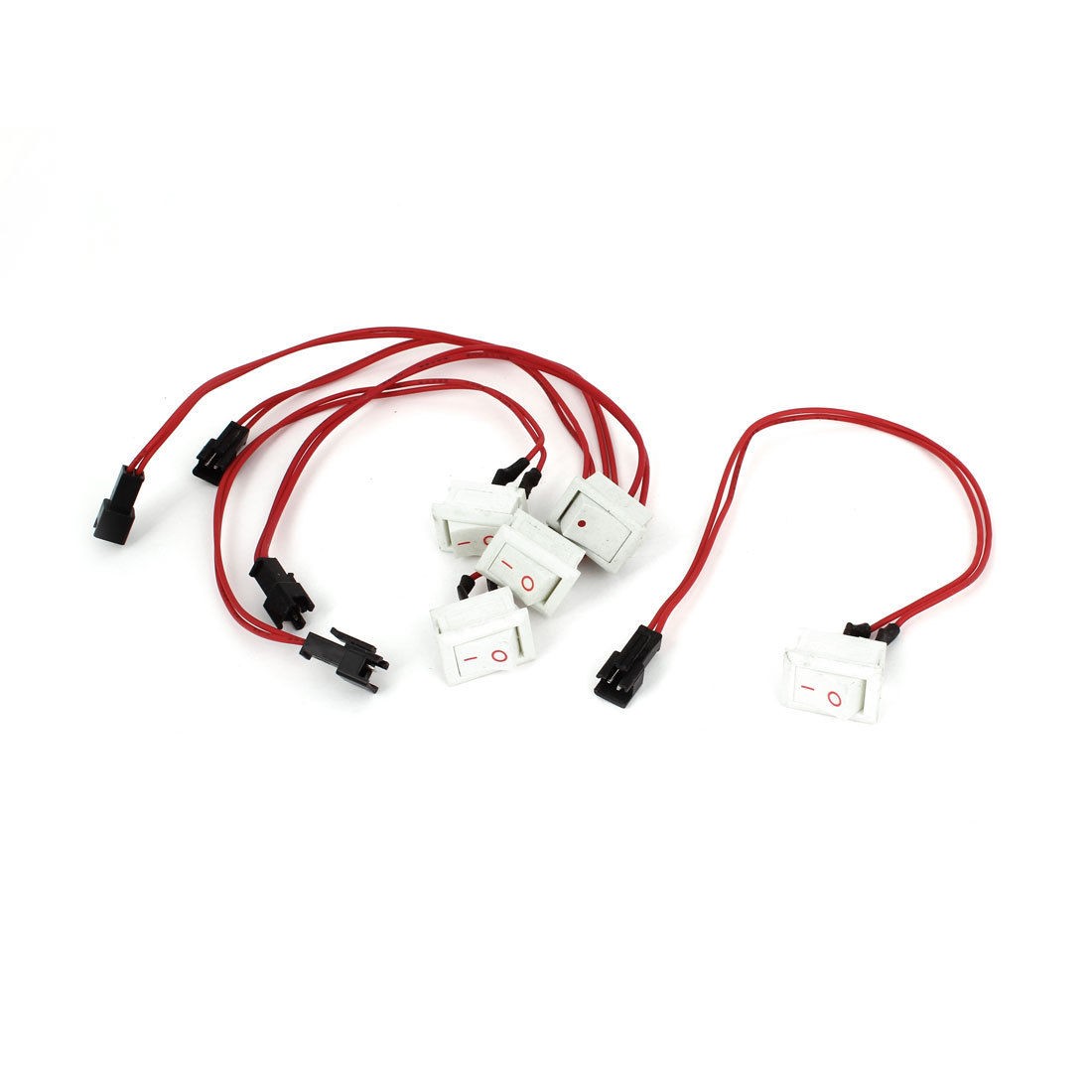 AC 125V/10A Wired JST-SM Plug SPST On/Off Rocker Switch KCD1-AP 5pcs