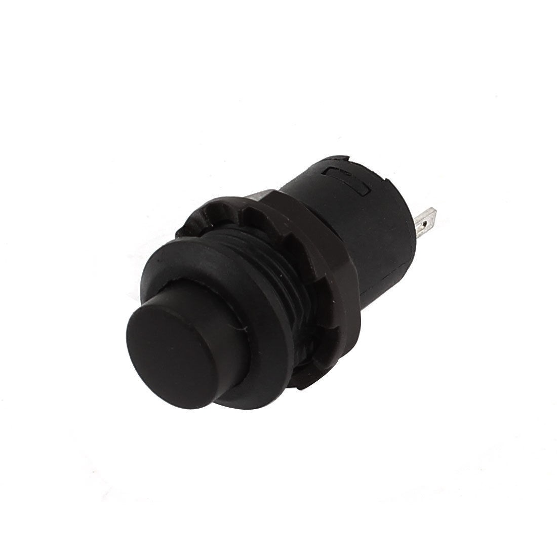 AC125V 3A/AC250V 1.5A Panel Mount 2 Pin Terminal SPST Black Head Button Switch