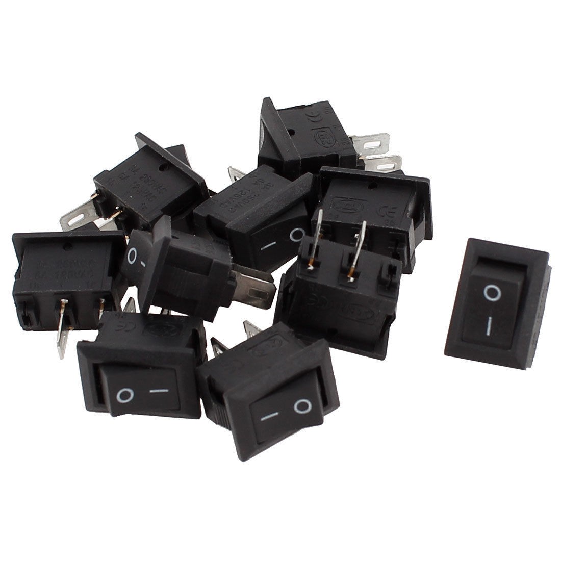 10 Pcs AC 250V 3A AC 125V 6A 2 Pin ON/OFF SPST Snap in Boat Rocker Switch