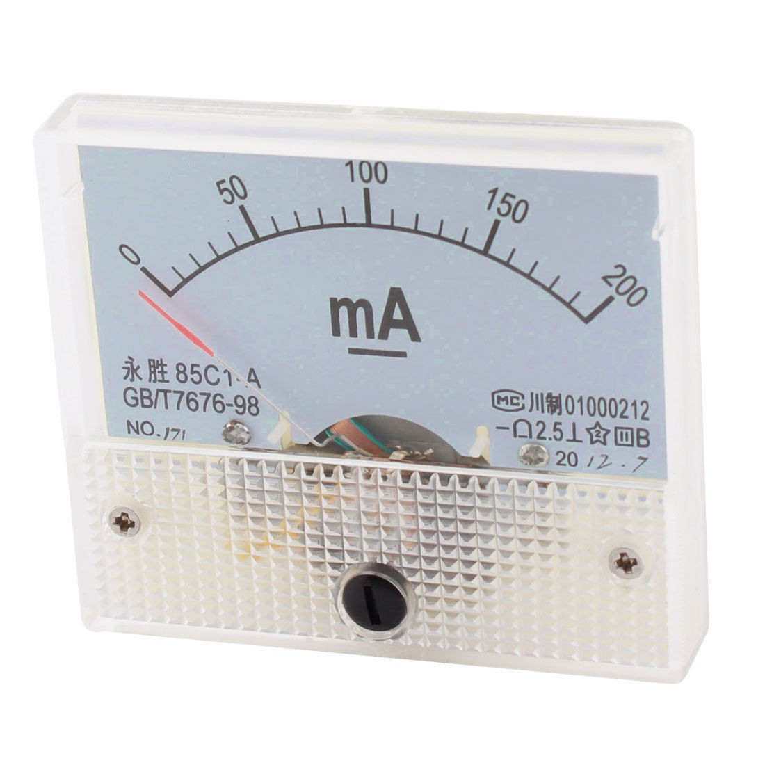 85C1-A DC 200mA Rectangle Analog Panel Ammeter Gauge Amperemeter Class 2.5