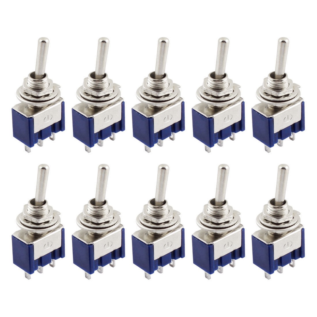 AC125V 6A SPDT 3 Terminals Self Locking On-Off-On Rocker Toggle Switch 10 Pieces