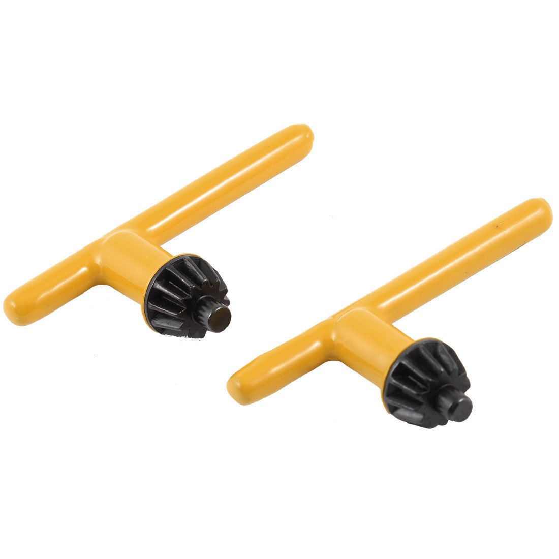 2 Pcs Yellow 1/2" Gear Dia 12 Teeth T Shaped Grip Metal Drill Chuck Key