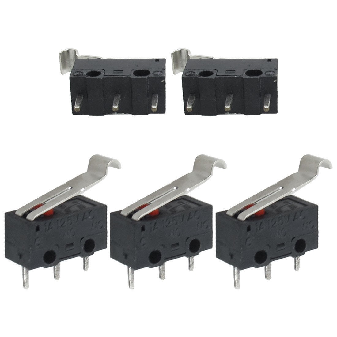 R Type Lever 3 Pins Basic NO NC Momentary Micro Switch 5 Pcs