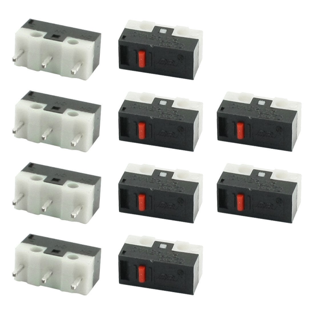 10Pcs NO NC 3 Pin SPDT Push Button Micro Limit Switch RW10 AC 125V 2A