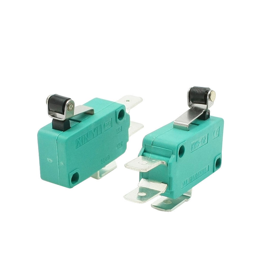 2 Pcs AC 250V 16A SPDT Short Hinge Roller Lever Momentary Micro Switch Green