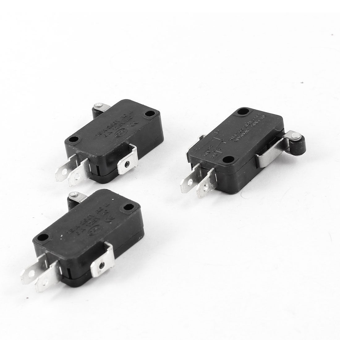 3 Pcs AC 15A 250V 6A 125V SPDT 3 Pins Hinge Roller Lever Limit Micro Switch