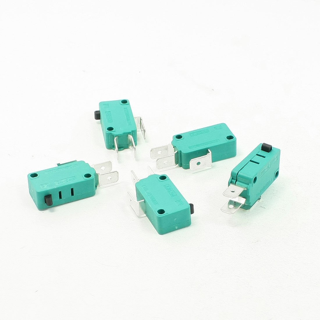 5 Pcs AC 250V 16A SPDT 3 Pins Momentary Push Button Micro Switch Green