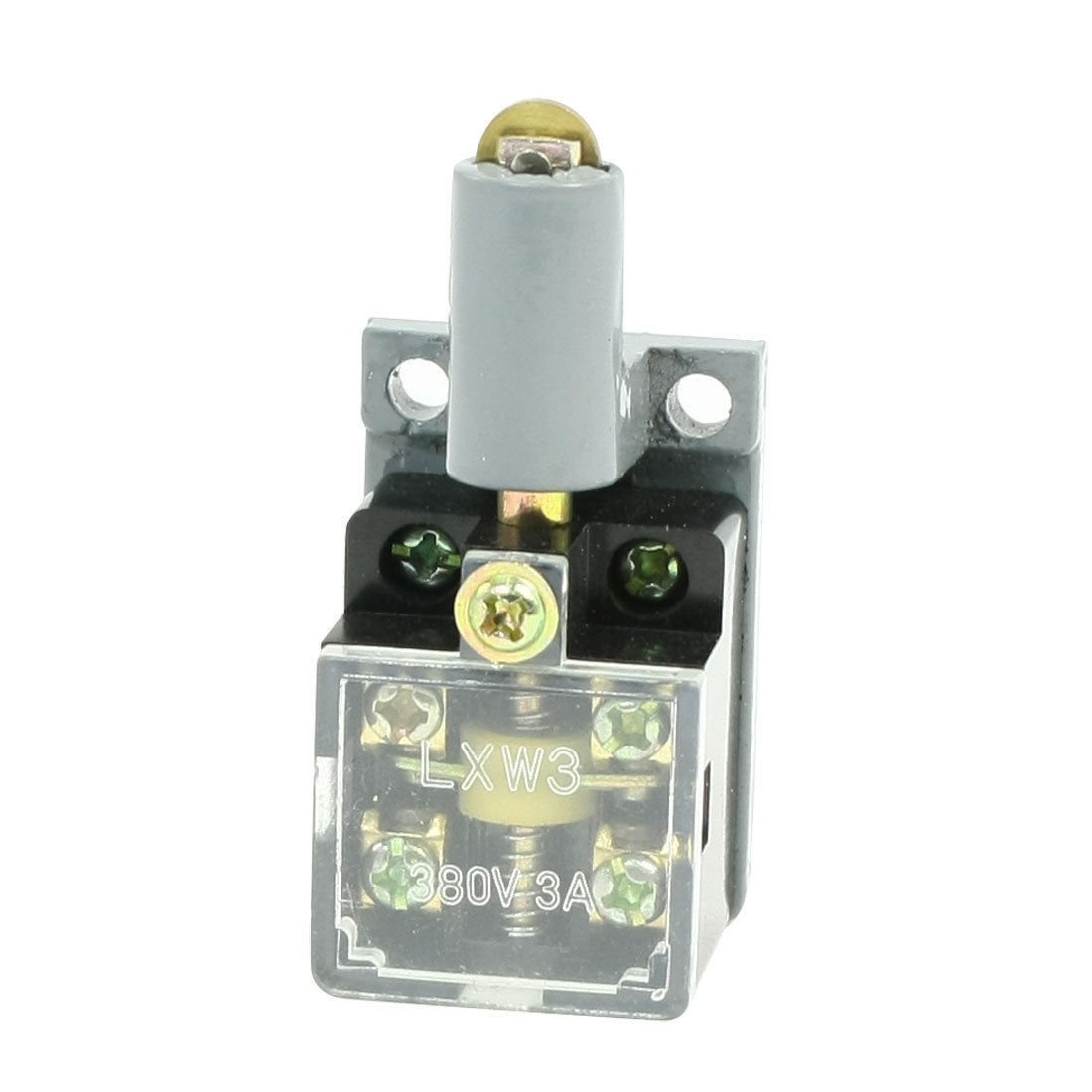 AC 380V 3A 2NO+2NC Contact Spring Plunger Limit Switch w Base LXW3