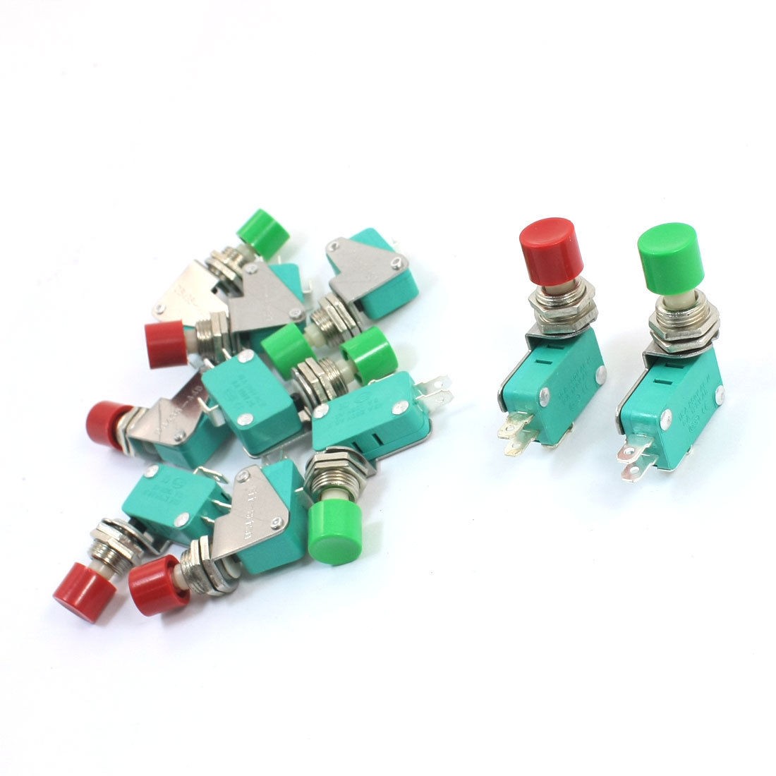 10 Pcs SPDT Red Green Button Actuator Momentary Miniature Switches