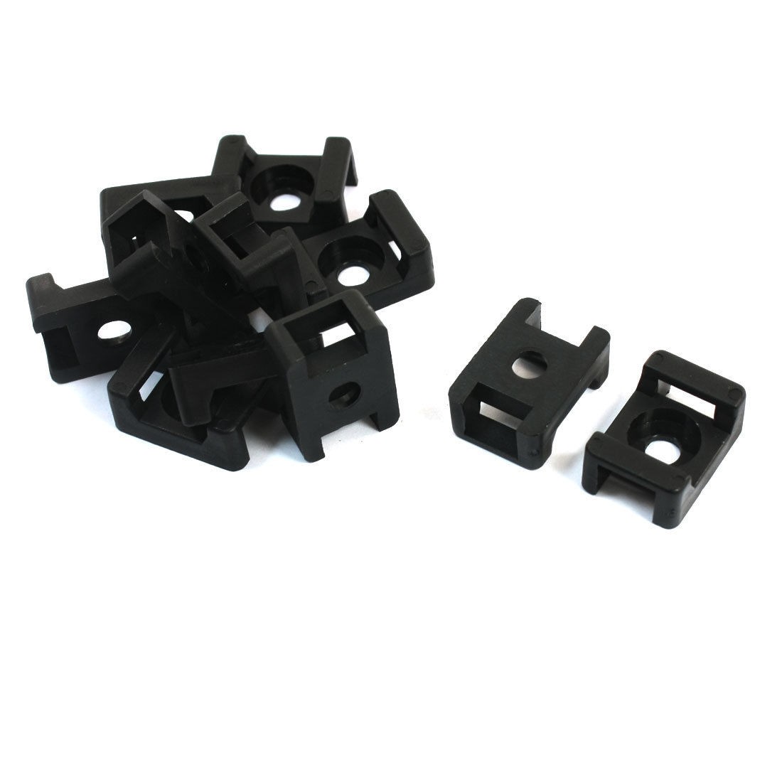 11Pcs 5mm Width Black Plastic Wire Fasteners Cable Tie Mount Holder