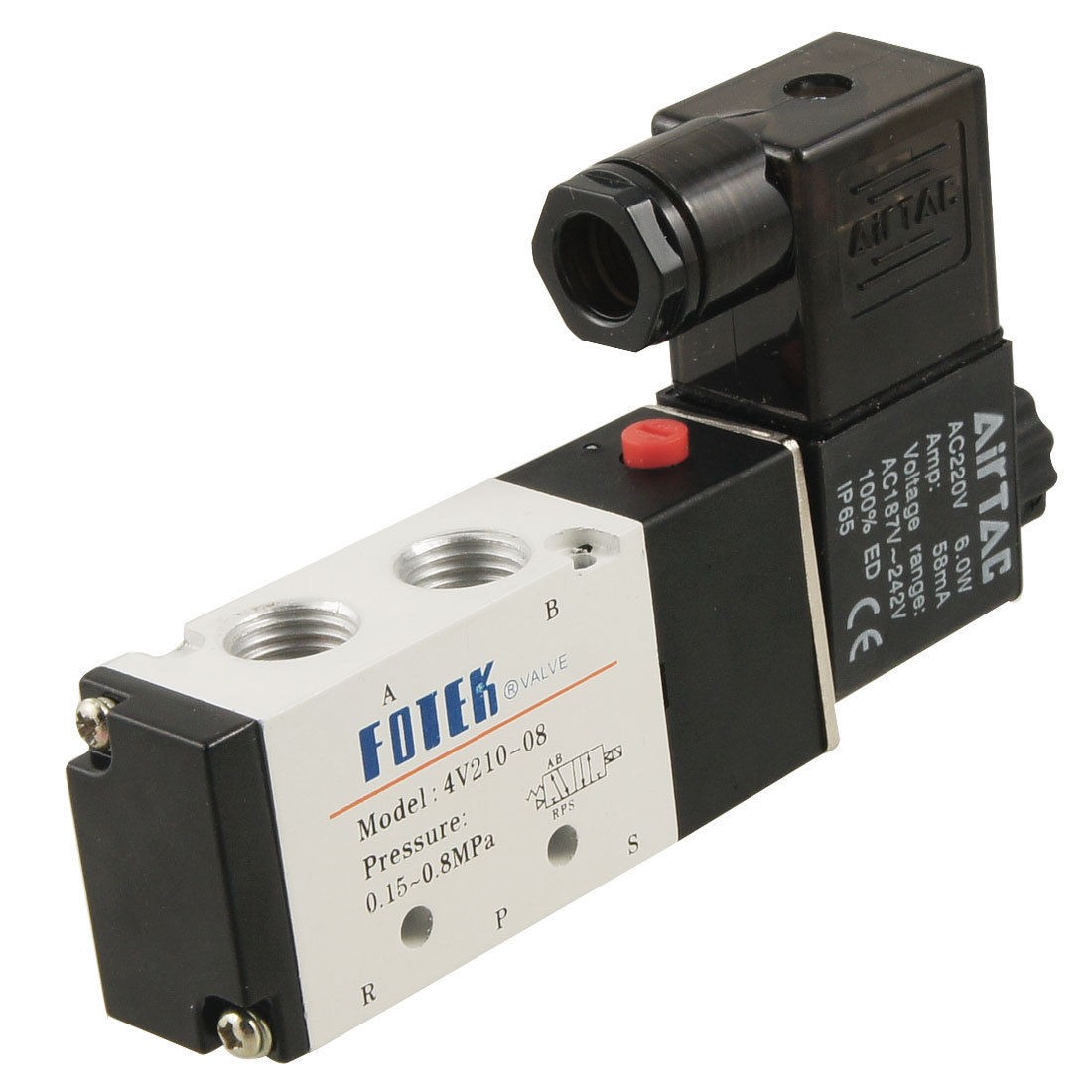 4V210 06 AC 220V Inner Guide Type 5 Way 2 Position Solenoid Valve