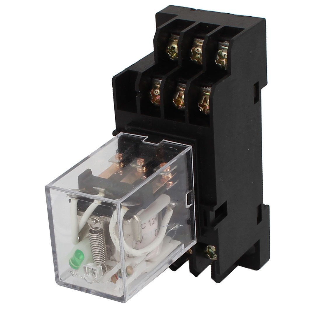 DC 12V Coil 11 Pin DPDT Green LED Pilot Lamp Electromagneti<wbr/>c Power Relay