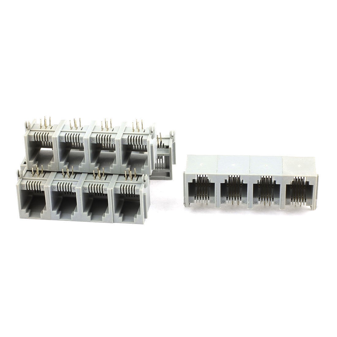 5pcs Unshielded RJ11 Gray 4-Ports Network Modulars Connector 6P4C for PCB
