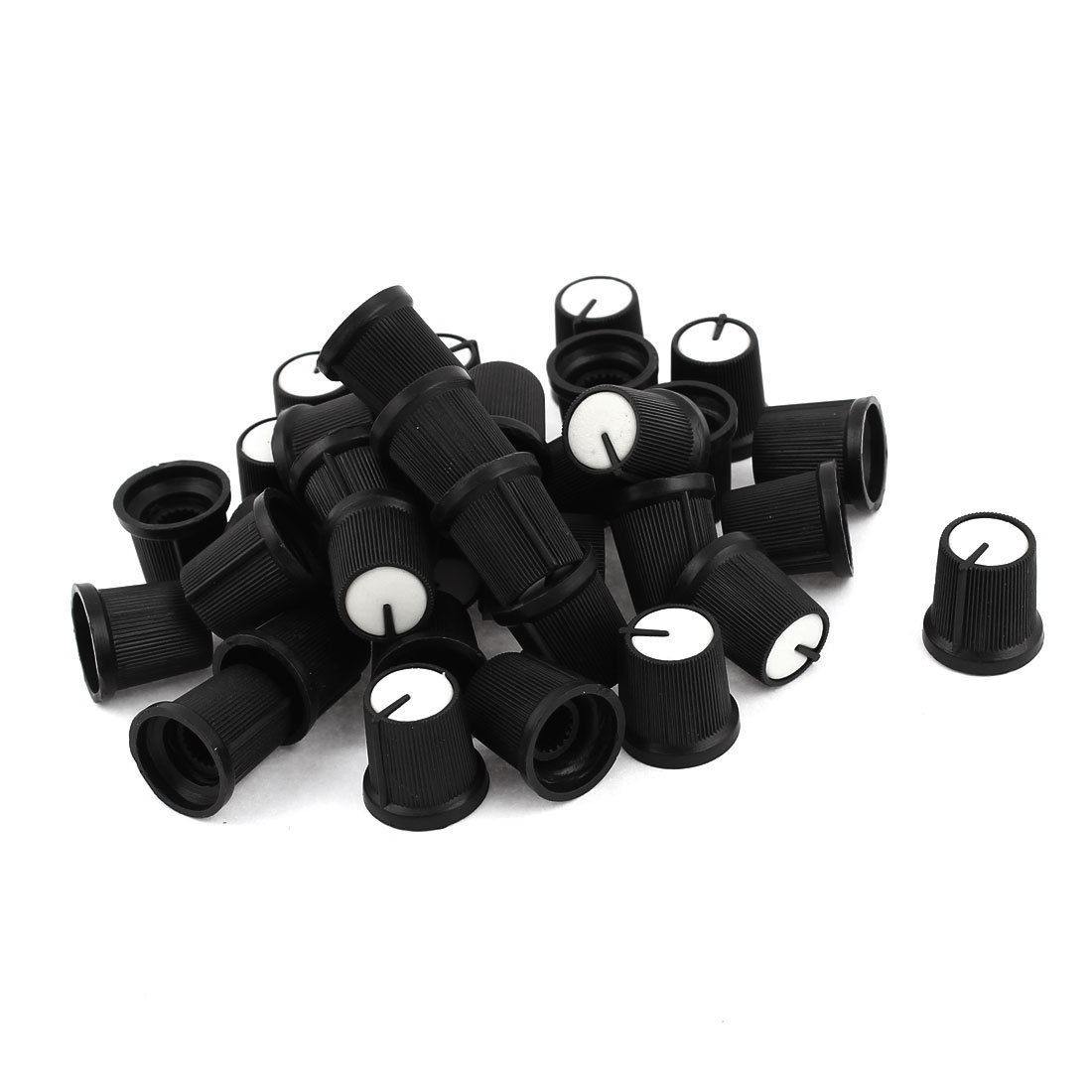 35 x White Face Potentiometer Knob Cap for 6mm Knurled Shaft