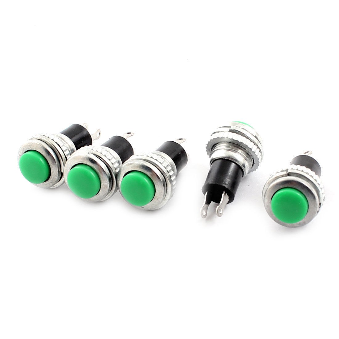 5pcs Green Button Momentary Metal Pushbutton Switch SPST AC125V 3A 250V 6A 10mm