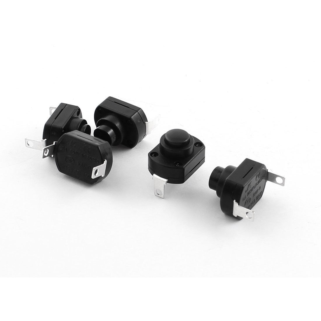 5pcs AC 250V 6A SPST Latching Flashlight Torch Push Button Switch Black