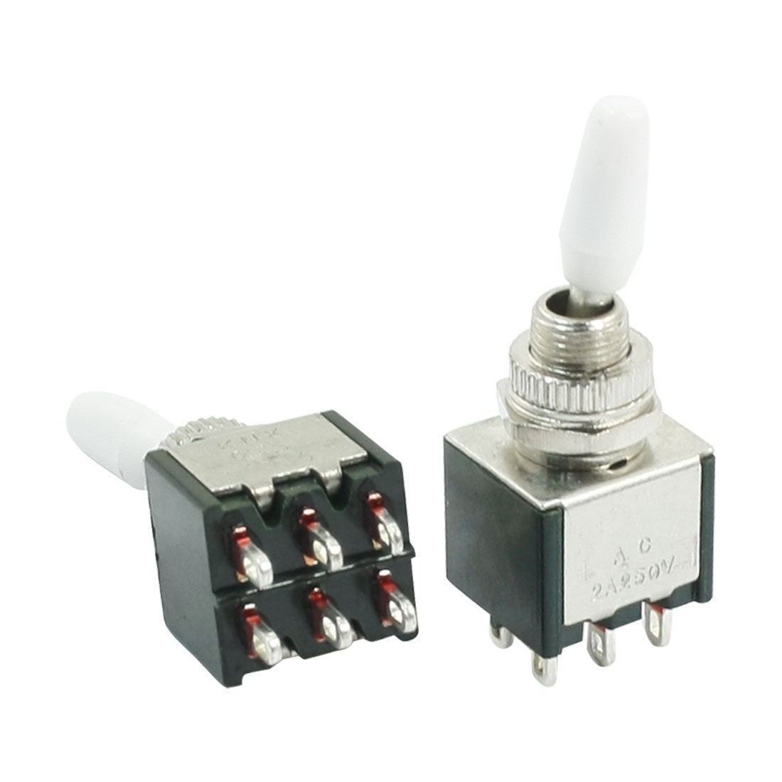 2pcs DPDT 2 Positions ON/ON Auto Motor Rocker Toggle Switch AC250V 2A