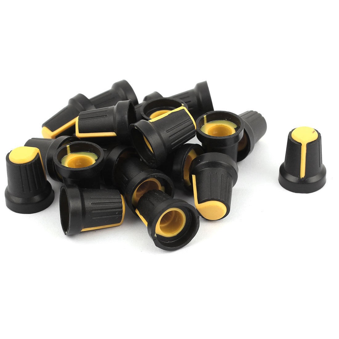20 x Yellow Plastic Potentiometer Rotary Control Knobs Caps 6mm Dia Shaft Hole