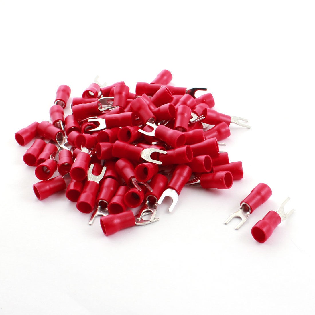 80Pcs SVS5.5-4 48A 12-10AWG Red Fork Terminal Electrical Connector 6.4mm