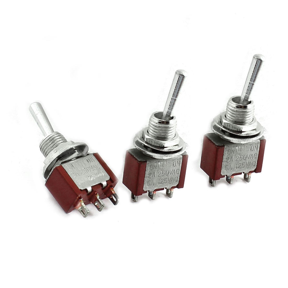 AC250V/2A AC125V/5A 6mm SPDT 2-Position Locking Metal Toggle Switch x 3